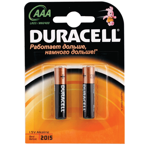 Элемент питания DURACELL ААА 2 шт. LR3
