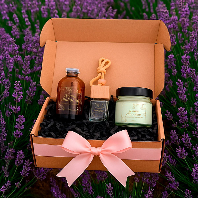 Набор Арома "Дыши свободно" (Свеча 100 мл, аромадиффузор 50 мл, ароматизатор подвесной в бутылочке)