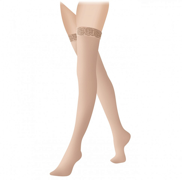 Чулки компрессионные прозрачные с ажурной резинкой (закрытый носок) 2 класс Idealista ID-301T